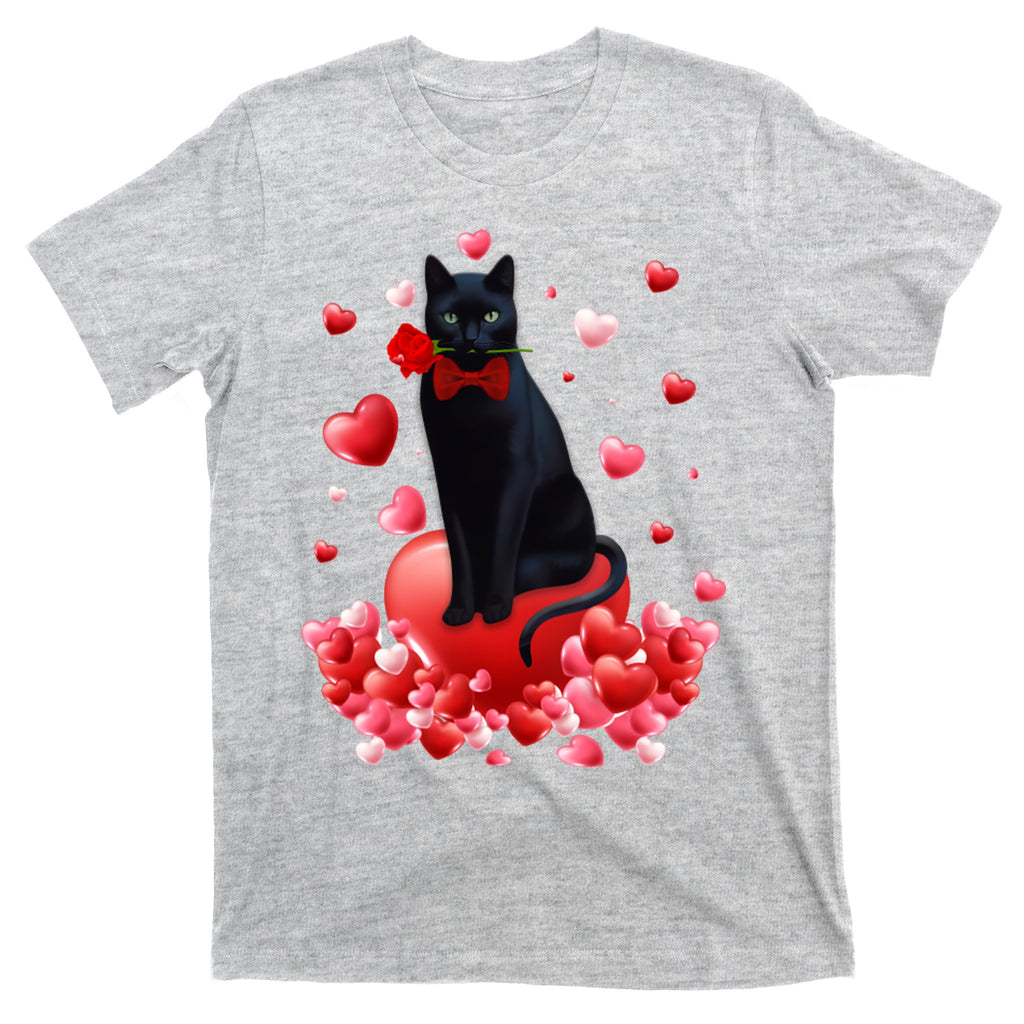 Cute Cat Valentine Hearts Happy ValentineS Day T-Shirt