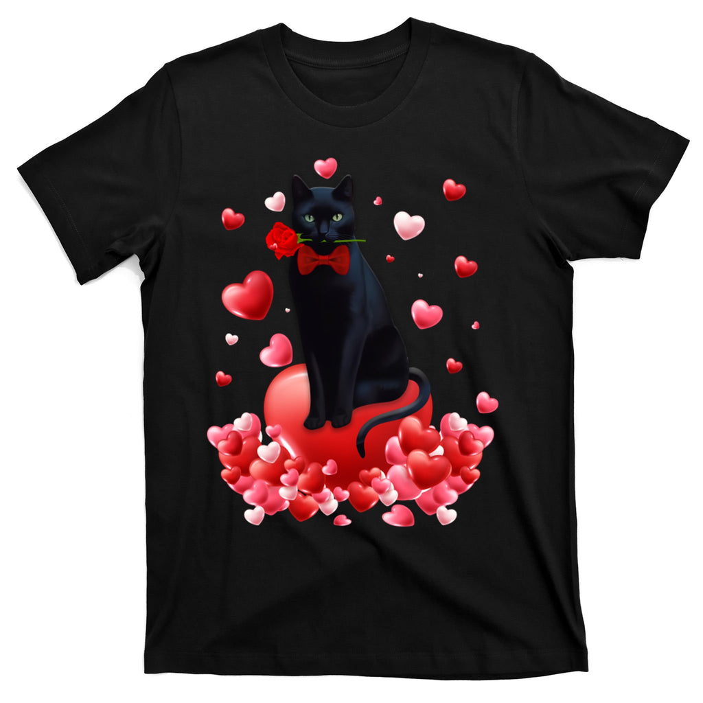 Cute Cat Valentine Hearts Happy ValentineS Day T-Shirt