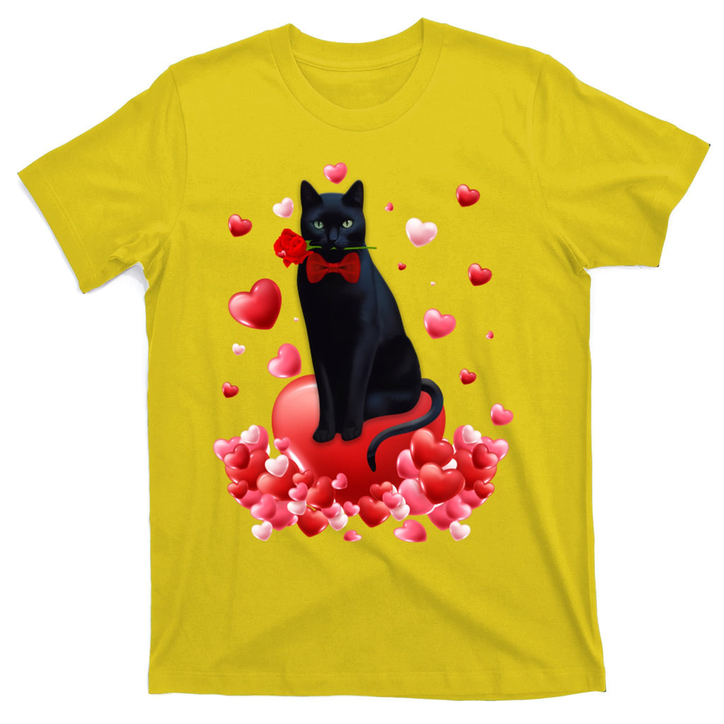 Cute Cat Valentine Hearts Happy ValentineS Day T-Shirt