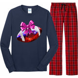 Cute Disco Ball Football Coquette Ribbon Style Long Sleeve Pajama Set