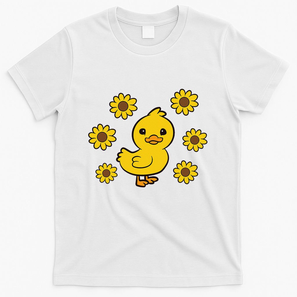 Cute Duck Summer Sunflower Kawaii Duck T-Shirt
