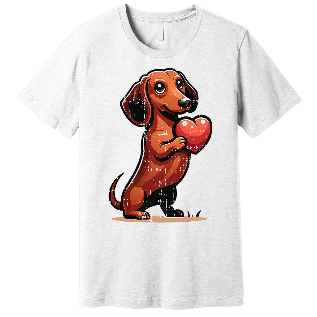 Cute Dachshund Valentines Day Heart Lover Dog Mom Dad Women Premium T-Shirt