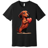 Cute Dachshund Valentines Day Heart Lover Dog Mom Dad Women Premium T-Shirt