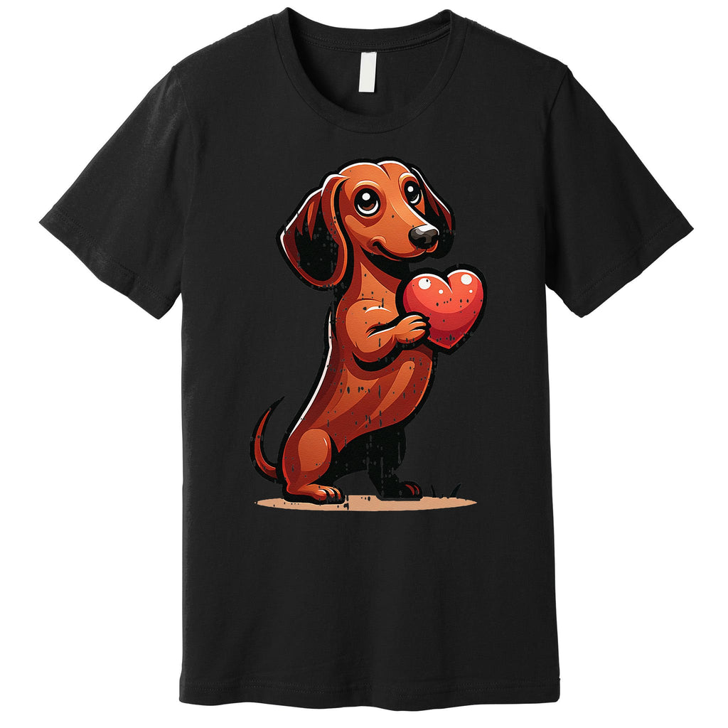 Cute Dachshund Valentines Day Heart Lover Dog Mom Dad Women Premium T-Shirt