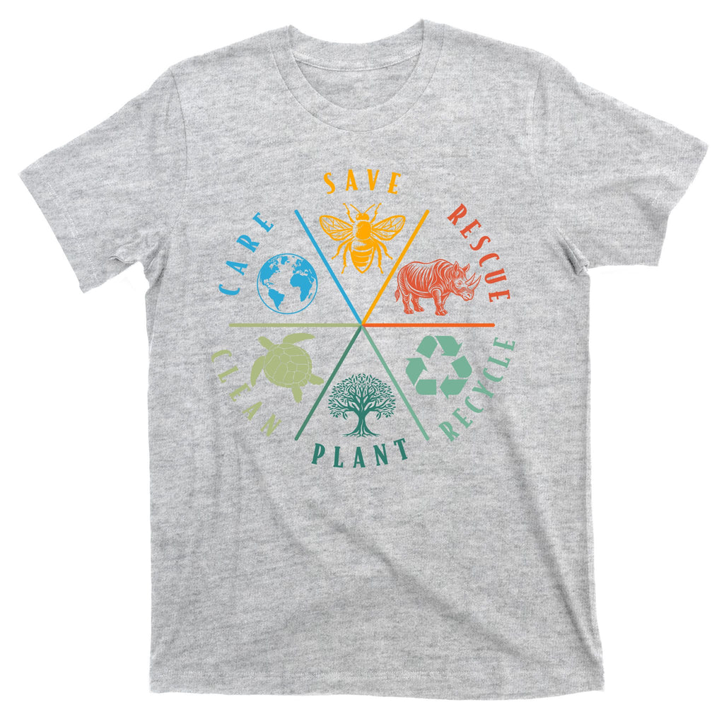Celebrate Earth Day Save Rescue Recycle Plant Clean Care T-Shirt