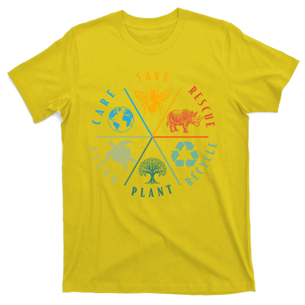 Celebrate Earth Day Save Rescue Recycle Plant Clean Care T-Shirt