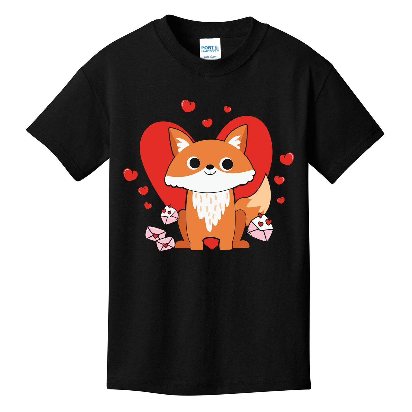 Cute Fox Animal Valentine Gift For Valentine Day Kids T-Shirt