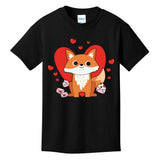 Cute Fox Animal Valentine Gift For Valentine Day Kids T-Shirt