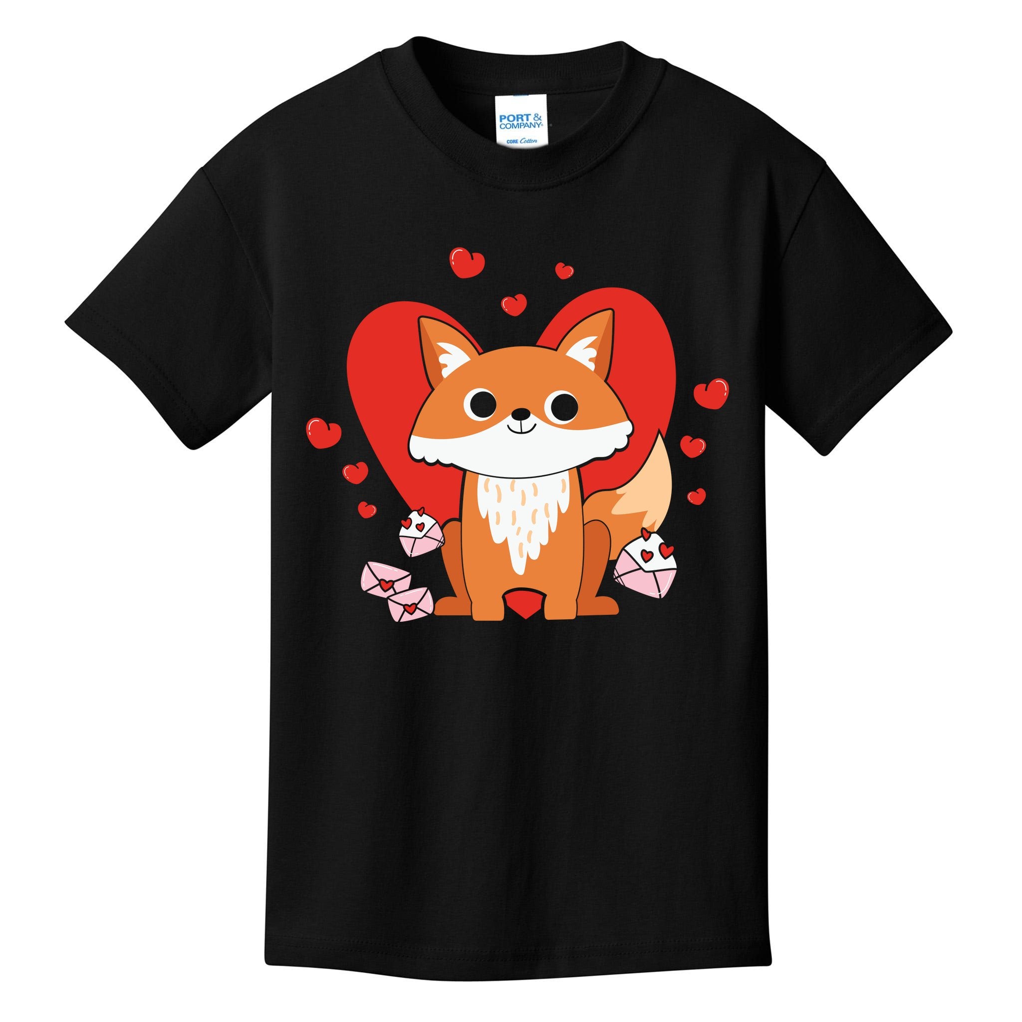 Cute Fox Animal Valentine Gift For Valentine Day Kids T-Shirt