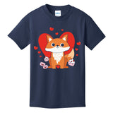 Cute Fox Animal Valentine Gift For Valentine Day Kids T-Shirt