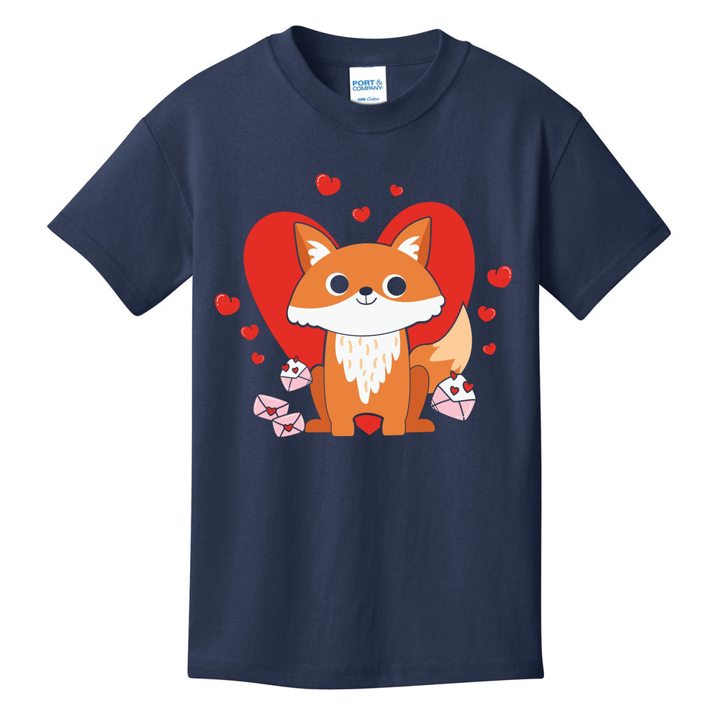 Cute Fox Animal Valentine Gift For Valentine Day Kids T-Shirt