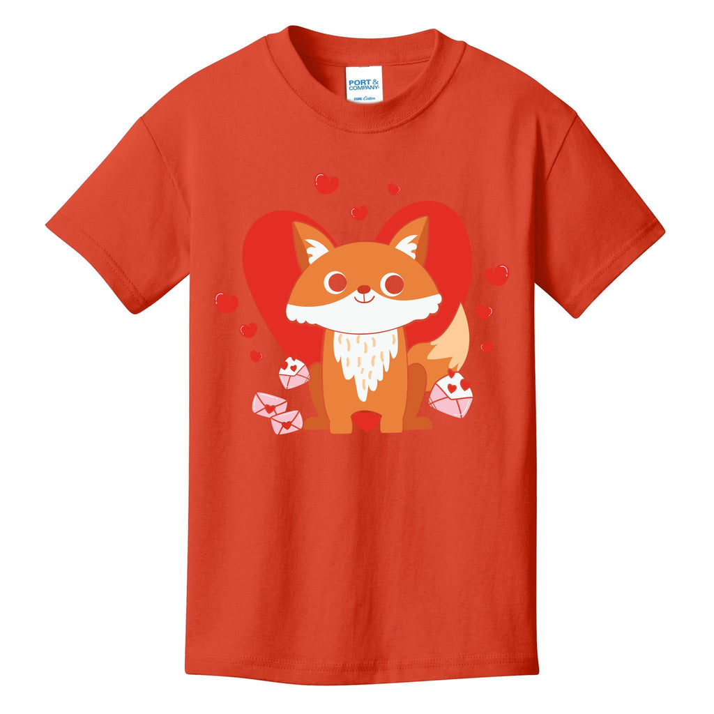 Cute Fox Animal Valentine Gift For Valentine Day Kids T-Shirt