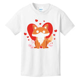 Cute Fox Animal Valentine Gift For Valentine Day Kids T-Shirt