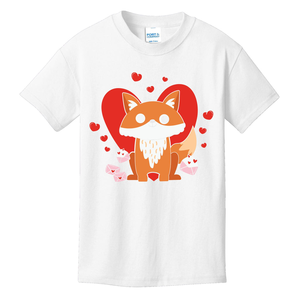 Cute Fox Animal Valentine Gift For Valentine Day Kids T-Shirt