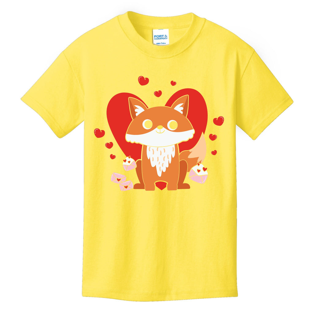 Cute Fox Animal Valentine Gift For Valentine Day Kids T-Shirt