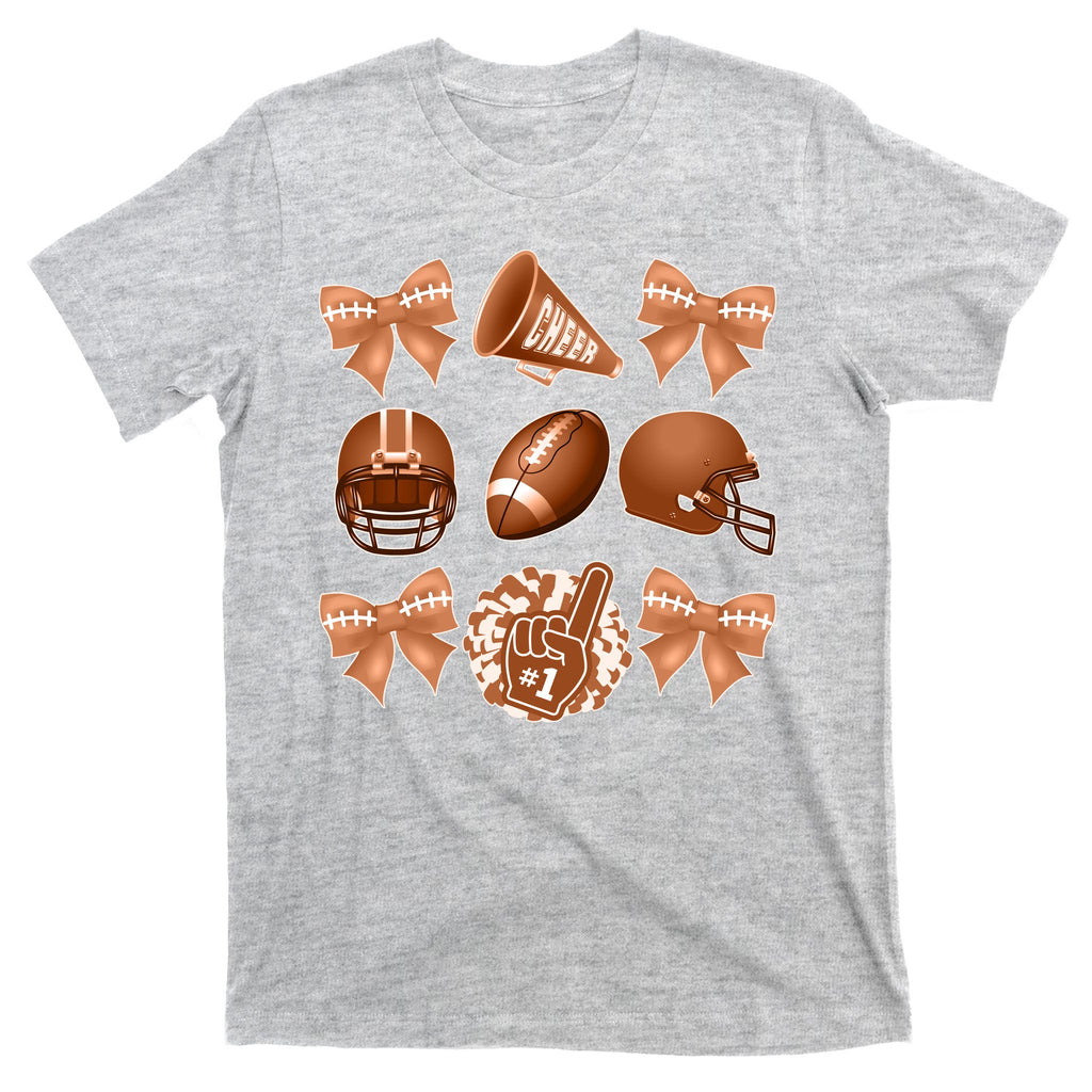 Cute Football Cheer Fan Lover Ribbon Bow Coquette Style T-Shirt