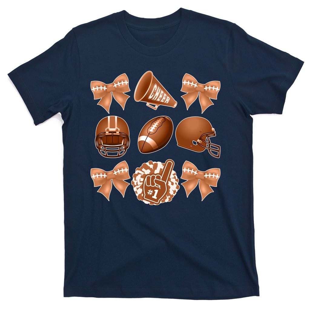 Cute Football Cheer Fan Lover Ribbon Bow Coquette Style T-Shirt