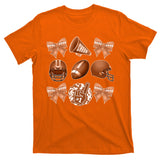 Cute Football Cheer Fan Lover Ribbon Bow Coquette Style T-Shirt
