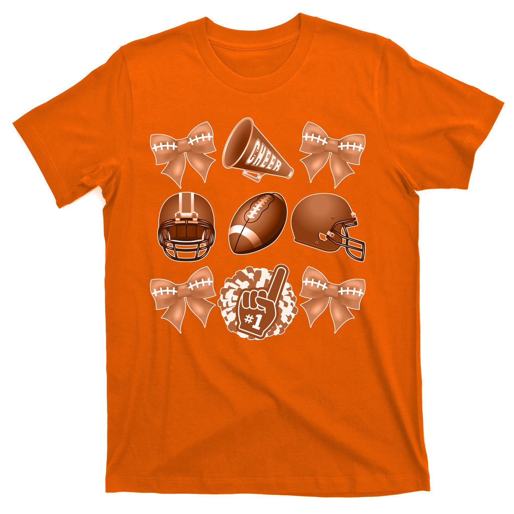 Cute Football Cheer Fan Lover Ribbon Bow Coquette Style T-Shirt