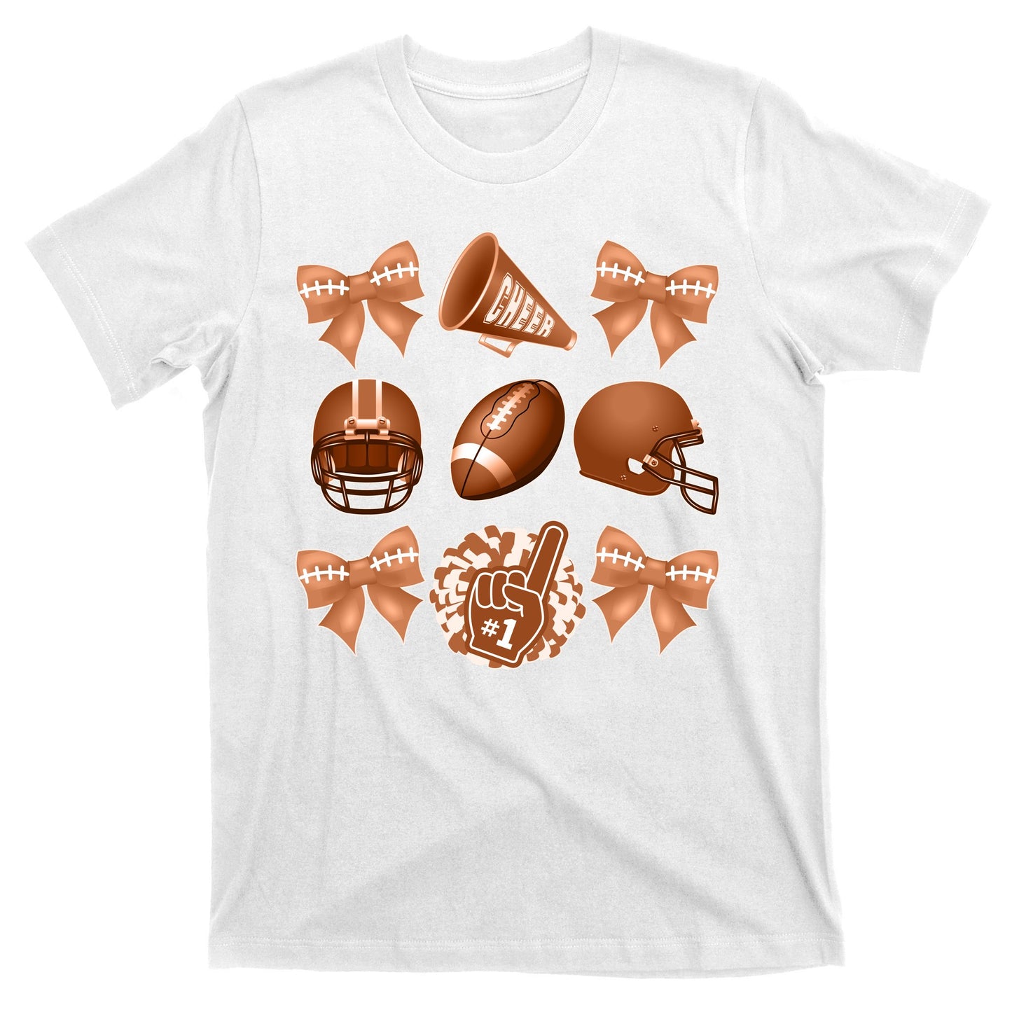 Cute Football Cheer Fan Lover Ribbon Bow Coquette Style T-Shirt