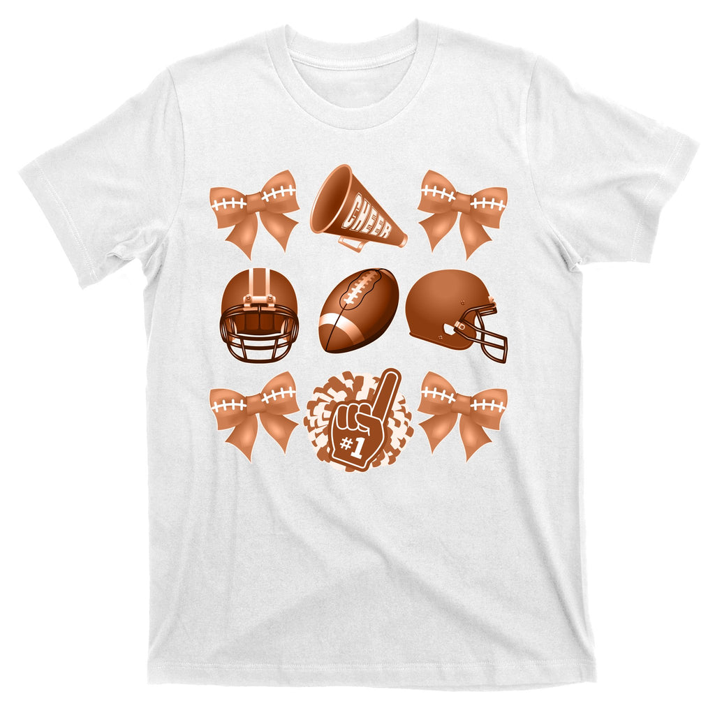 Cute Football Cheer Fan Lover Ribbon Bow Coquette Style T-Shirt