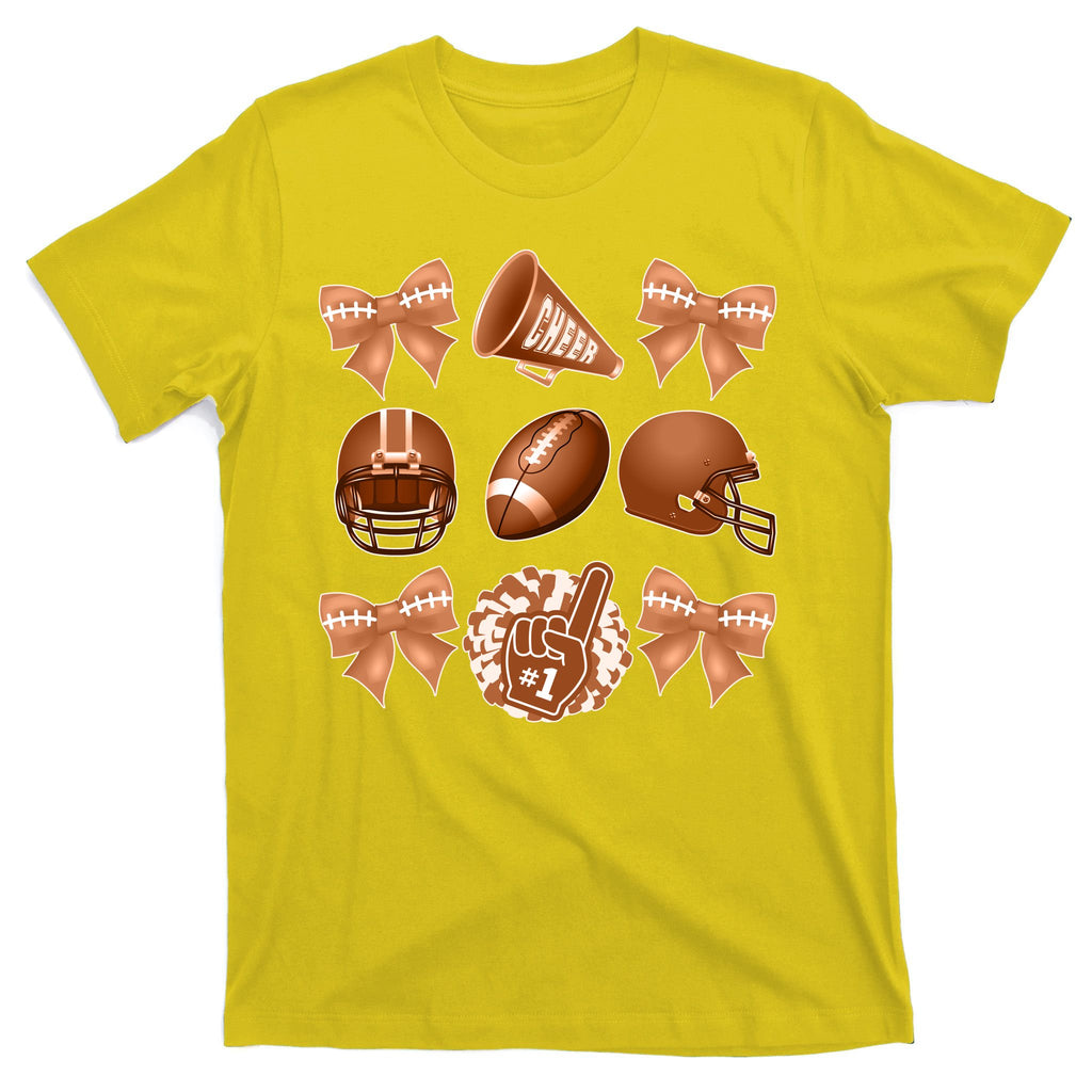 Cute Football Cheer Fan Lover Ribbon Bow Coquette Style T-Shirt