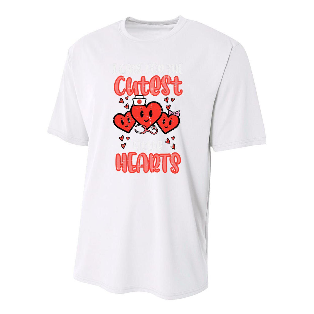 Care For Cutest Little Hearts Nurse Valentines Day Nursing Youth Performance Sprint T-Shirt