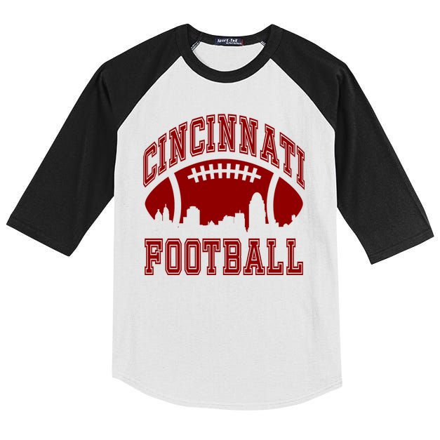 Cincinnati Football City Skyline Kids Colorblock Raglan Jersey
