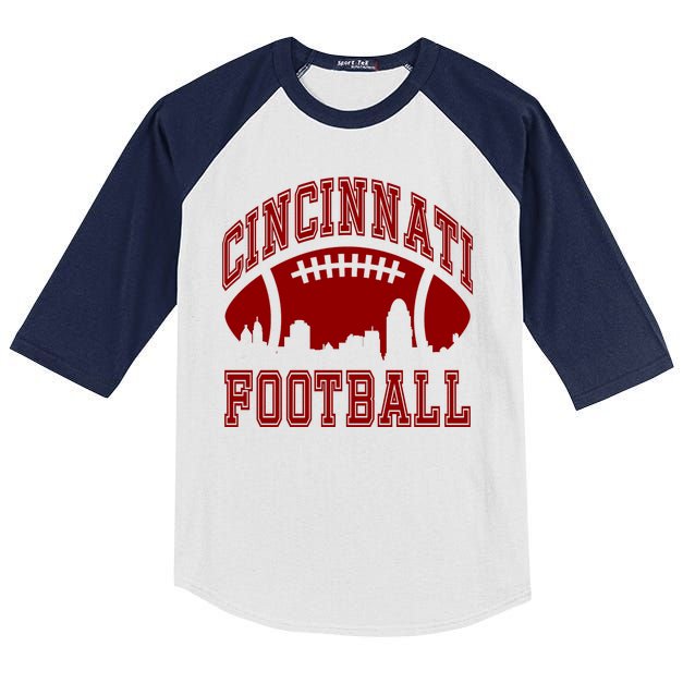 Cincinnati Football City Skyline Kids Colorblock Raglan Jersey