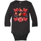 Cute Football Cheer Fan Lover Coquette style Baby Long Sleeve Bodysuit