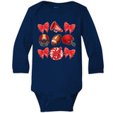 Cute Football Cheer Fan Lover Coquette style Baby Long Sleeve Bodysuit