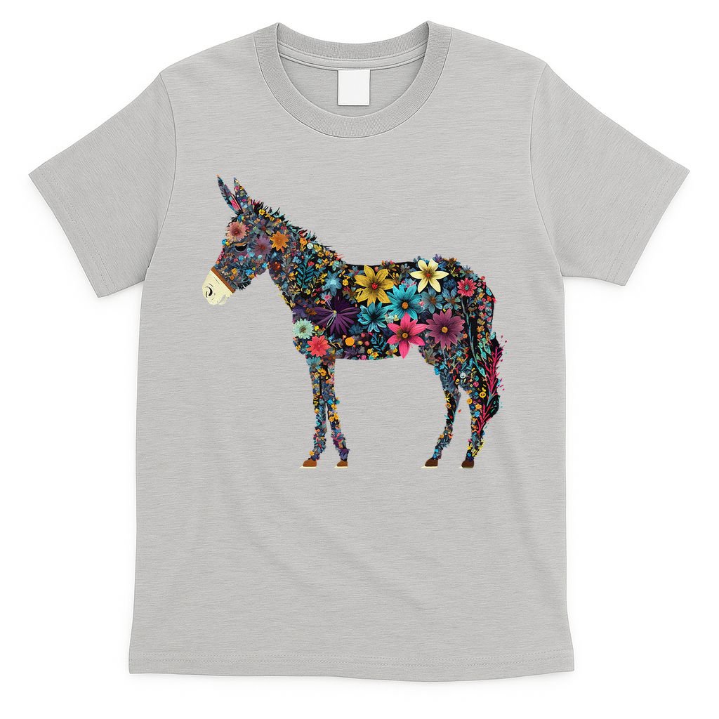 Cute Flower Donkey On Summer Floral Donkey T-Shirt