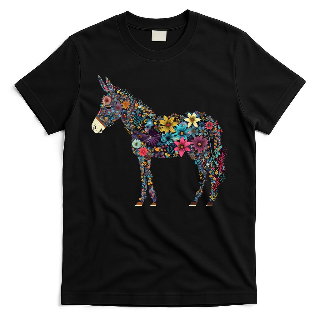 Cute Flower Donkey On Summer Floral Donkey T-Shirt