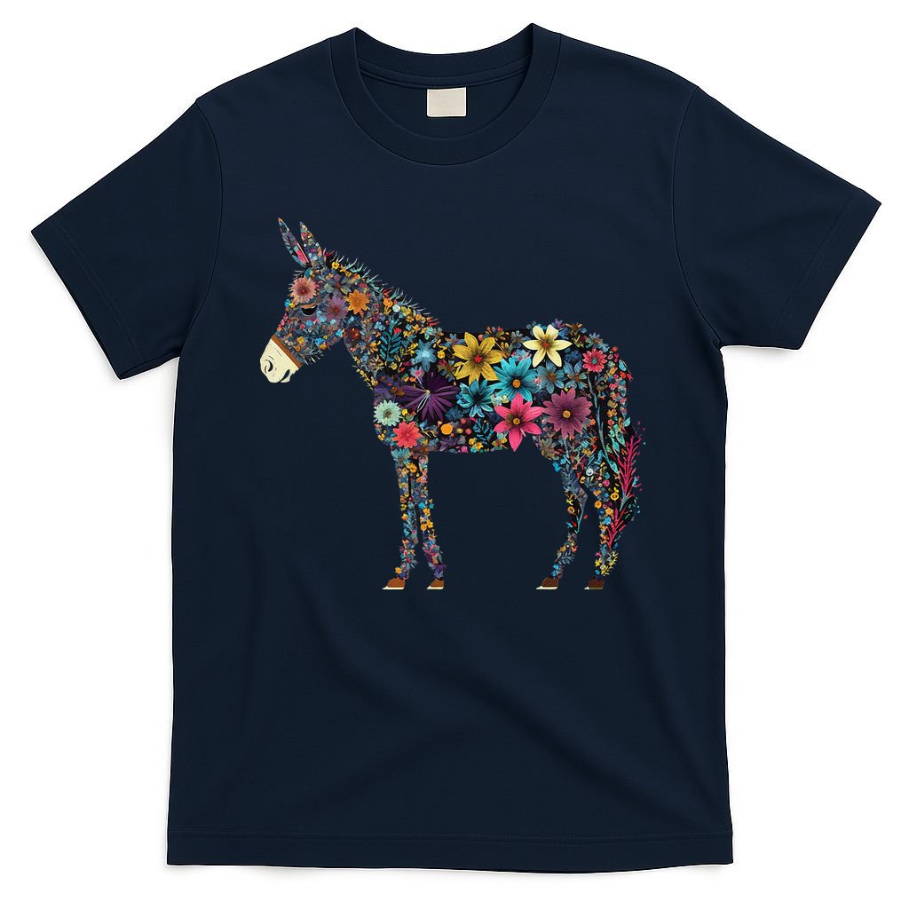 Cute Flower Donkey On Summer Floral Donkey T-Shirt
