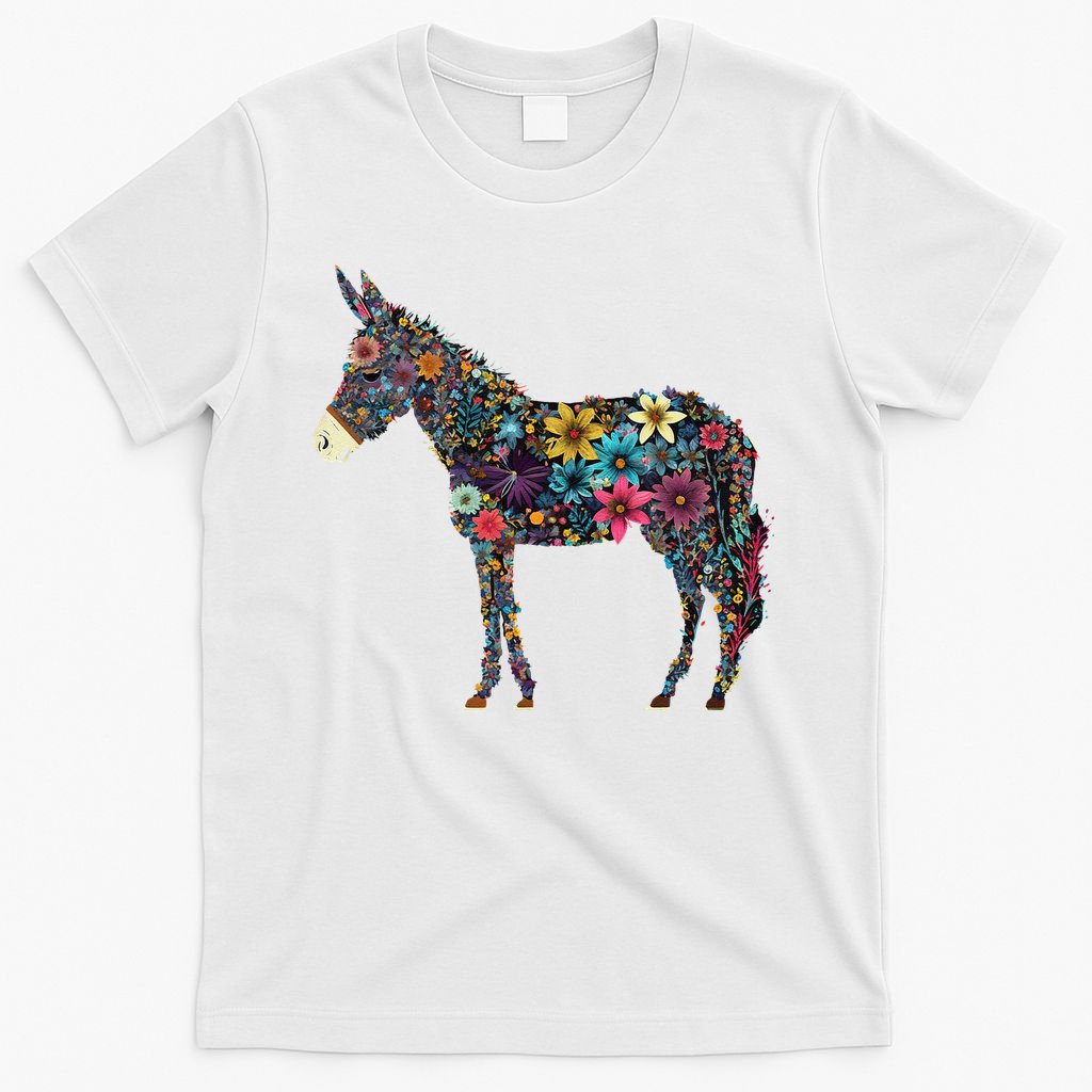 Cute Flower Donkey On Summer Floral Donkey T-Shirt