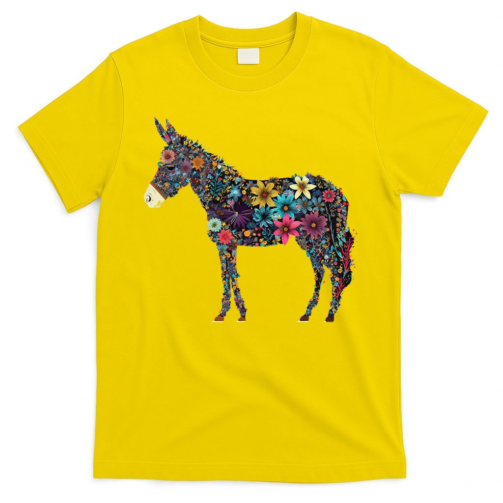 Cute Flower Donkey On Summer Floral Donkey T-Shirt