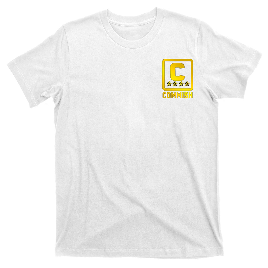 Commish Fantasy Football Logo Back And Front Pocket Logo T-Shirt