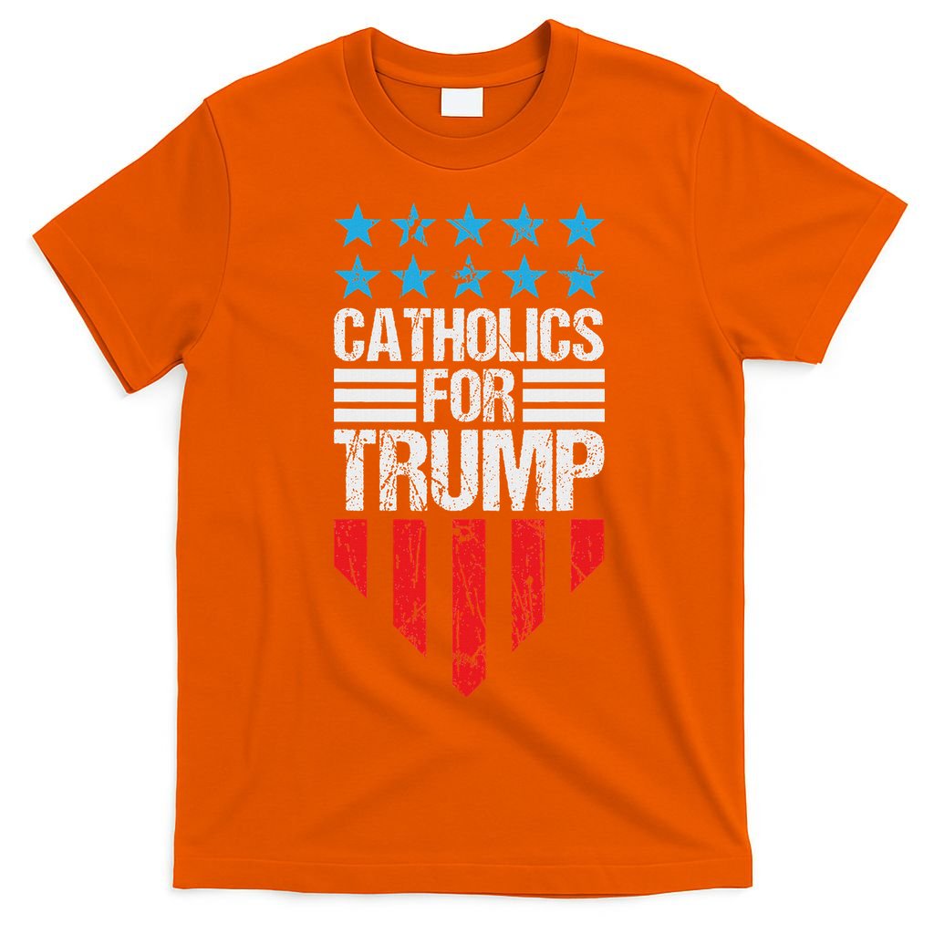 Catholics For Trump 2024: Retro Usa Flag Design T-Shirt