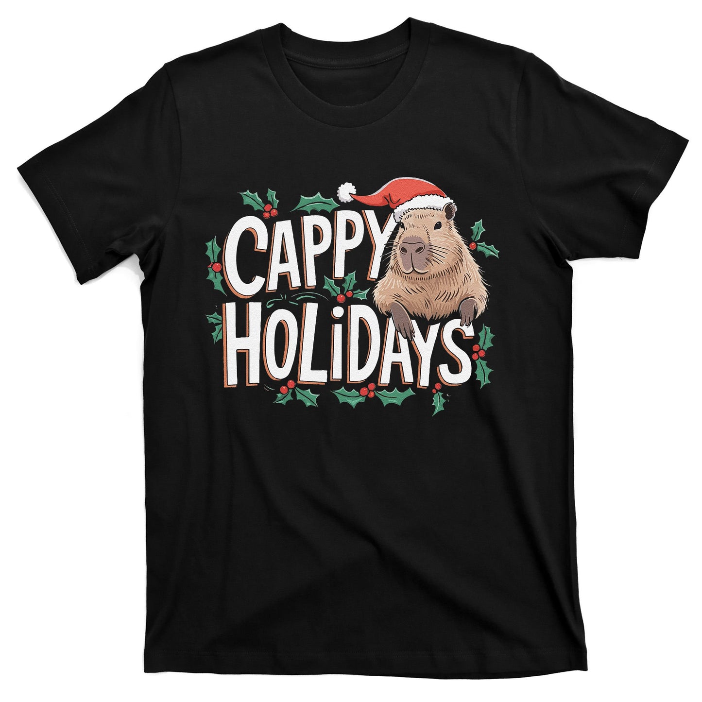 Cappy Holidays Capybara Christmas T-Shirt