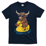 Cute Highland Cow Duck Pool Float Summer Vibes Swimming T-Shirt
