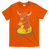 Cute Highland Cow Duck Pool Float Summer Vibes Swimming T-Shirt