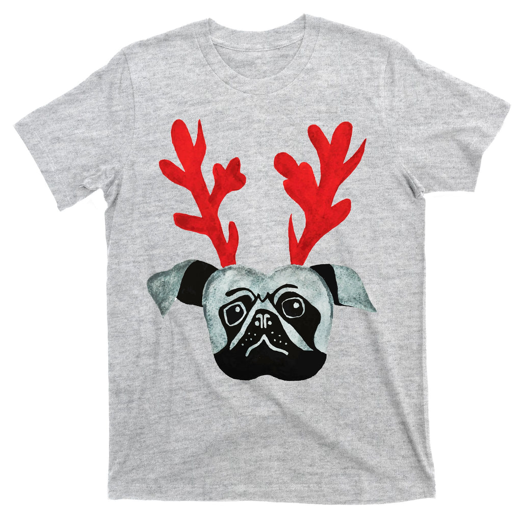 Christmas Pug Reindeer T-Shirt