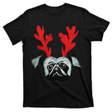 Christmas Pug Reindeer T-Shirt