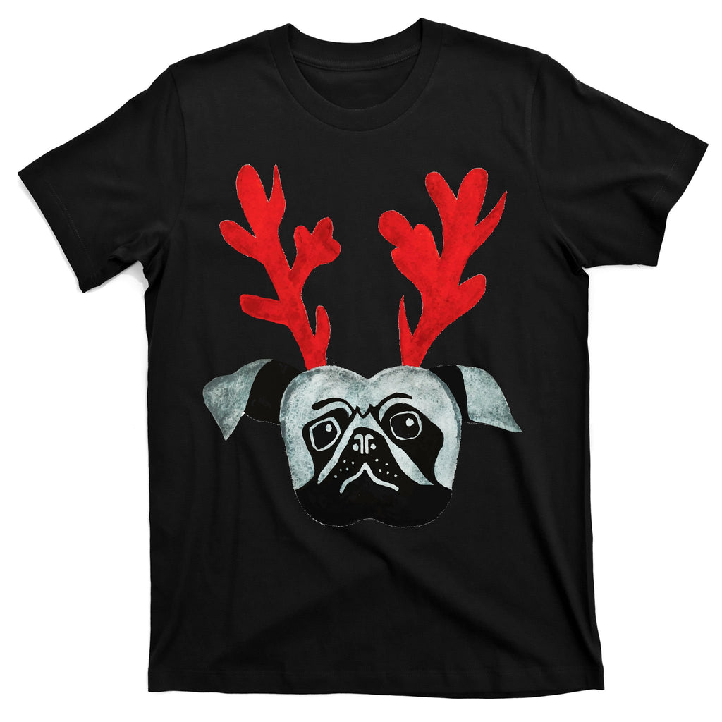 Christmas Pug Reindeer T-Shirt