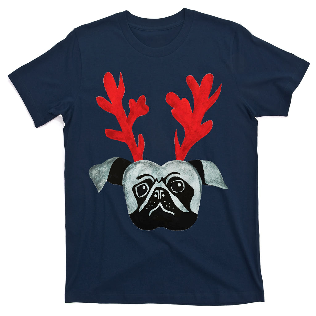 Christmas Pug Reindeer T-Shirt