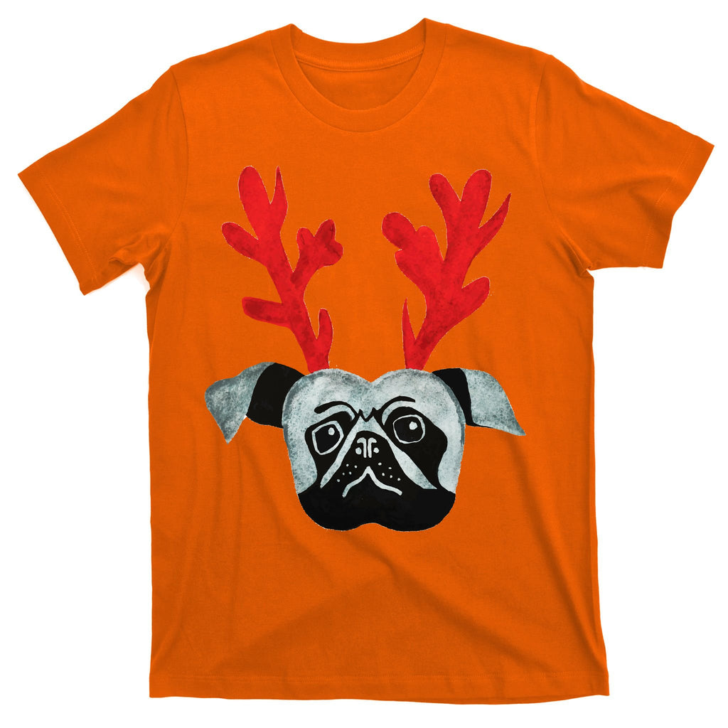 Christmas Pug Reindeer T-Shirt