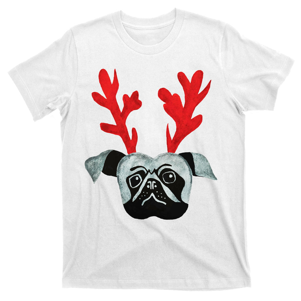 Christmas Pug Reindeer T-Shirt