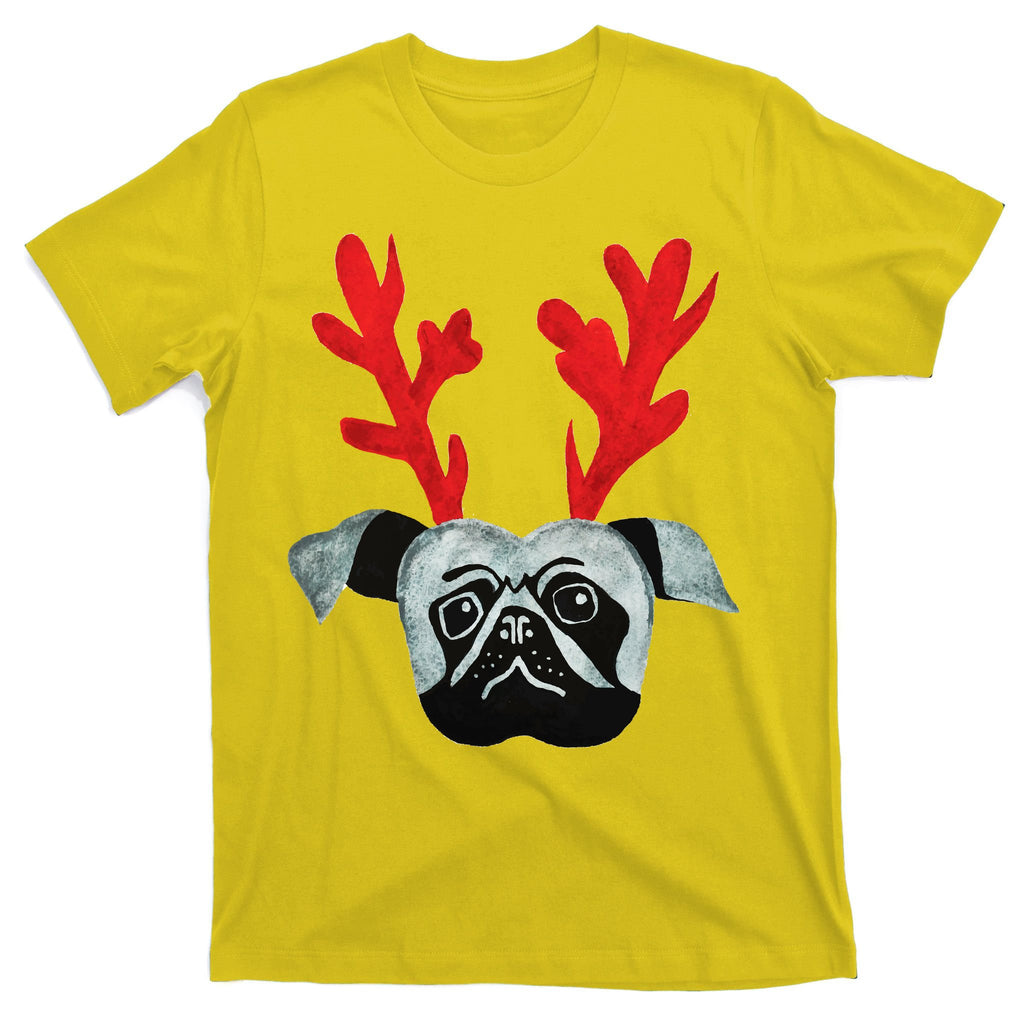 Christmas Pug Reindeer T-Shirt