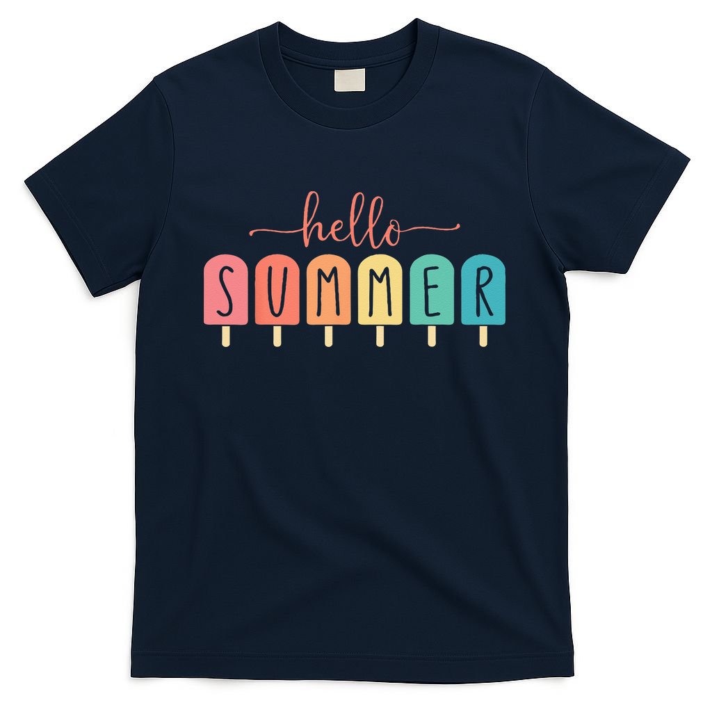 Colorful Hello Summer Popsicle Graphic T-Shirt