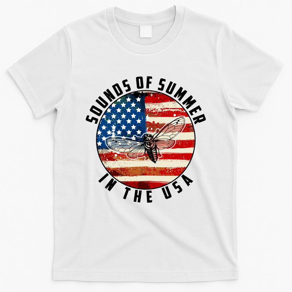 Cicadas Sounds Of Summer In The USA Flag T-Shirt